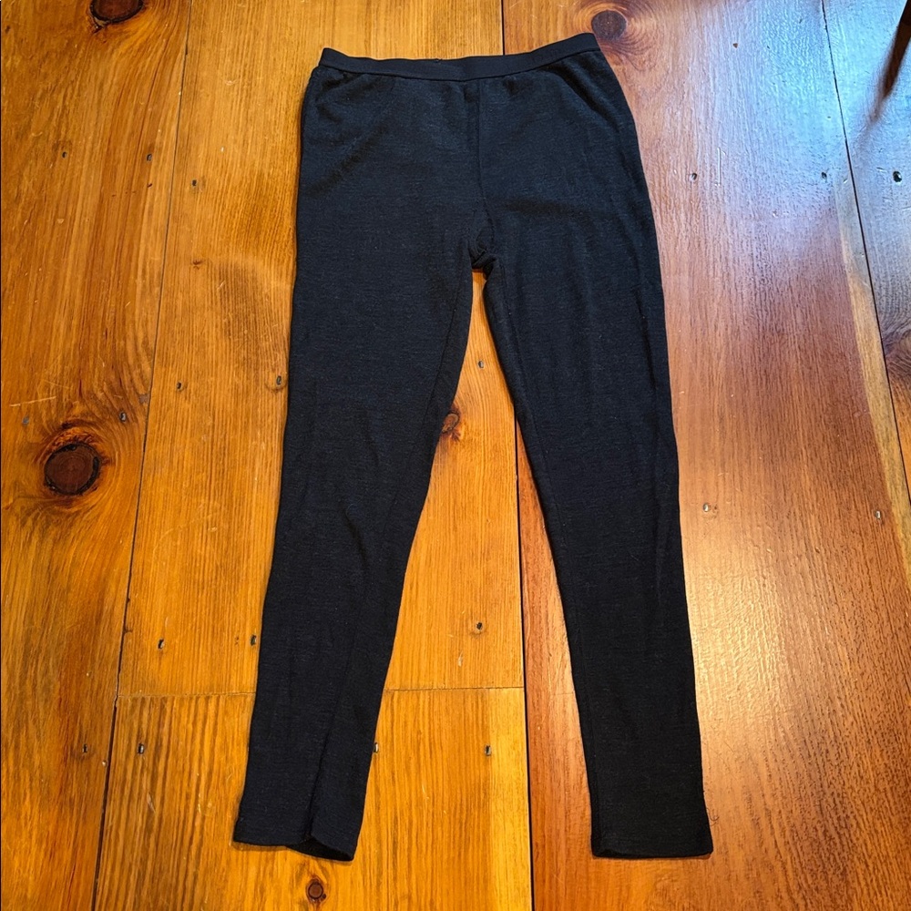 LL BEAN Women's M Charcoal 100% Merino Wool Mid-Weight Baselayer Leggings